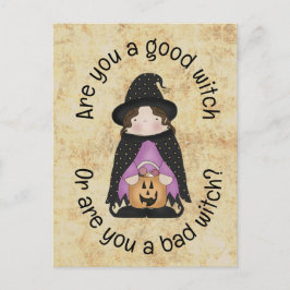 Postal ¿Bruja buena o bruja mala? Halloween para niños