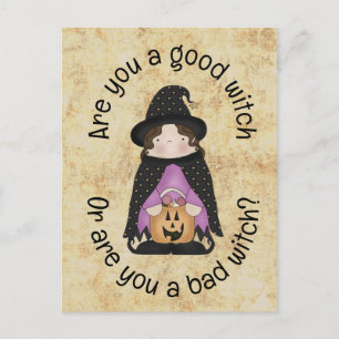 Postal ¿Bruja buena o bruja mala? Halloween para niños