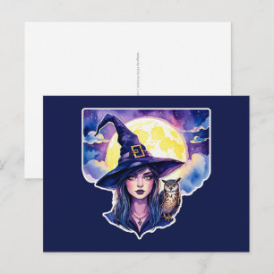 Postal Bruja con búho - Halloween Fan Fun 1