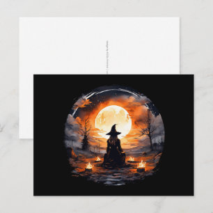 Postal Bruja con velas y fuego - Wicca Halloween 2