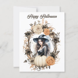 Postal Bruja de bonito en la guirnalda de Halloween