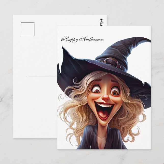 Postal Bruja de Halloween (Anverso / Reverso)