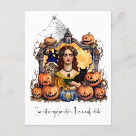 Postal Bruja de Halloween con cita