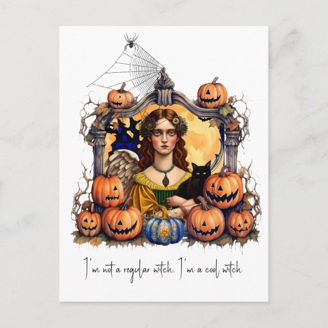 Postal Bruja de Halloween con cita (Anverso)