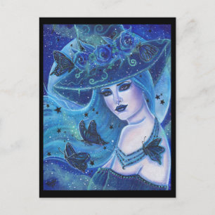 Postal Bruja de Halloween con mariposas por Renee Lavoie