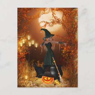 Postal Bruja de Halloween de otoño