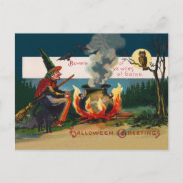 Postal Bruja de Halloween en el bosque