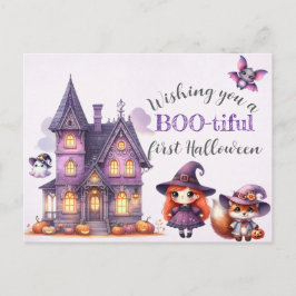 Postal Bruja de Halloween Hechicería Brujos Castillo