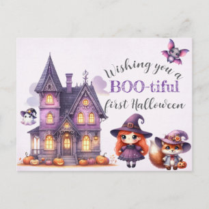 Postal Bruja de Halloween Hechicería Brujos Castillo