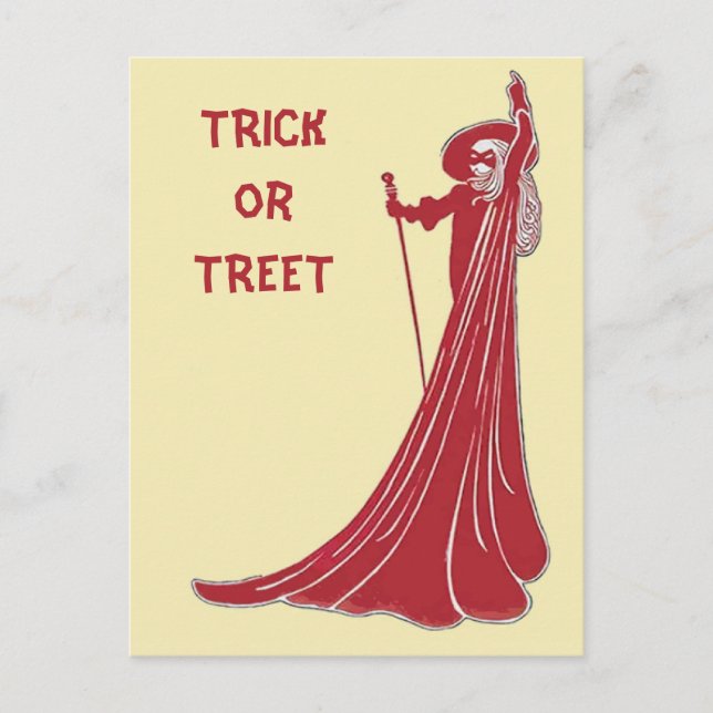 Postal Bruja de Halloween, truco o truco, editar texto (Anverso)