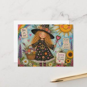 Postal Bruja de la Paz Adorable