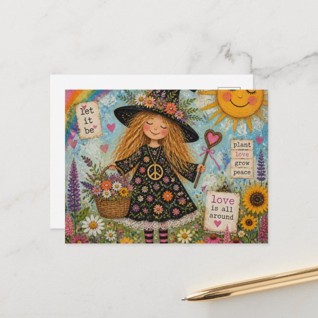 Postal Bruja de la Paz Adorable (Anverso/Reverso In Situ)