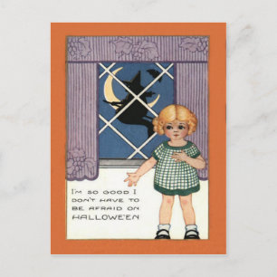Postal Bruja de la ventana de la niña Luna creciente Murc