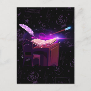 Postal bruja de libro mágico