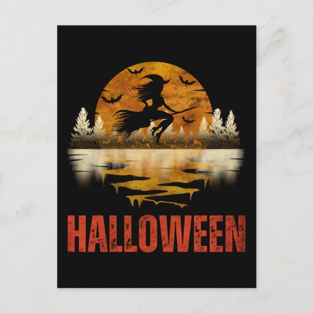 POSTAL BRUJA DE NOCHE DE HALLOWEEN (Anverso)