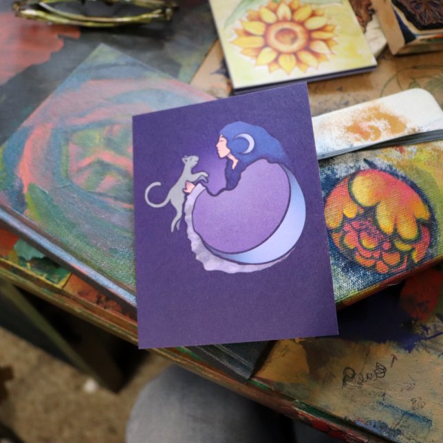 Postal Bruja del gato de la diosa de la luna (Subido por el creador)