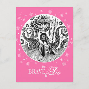Postal Bruja del mar de Gingerbread Rosa