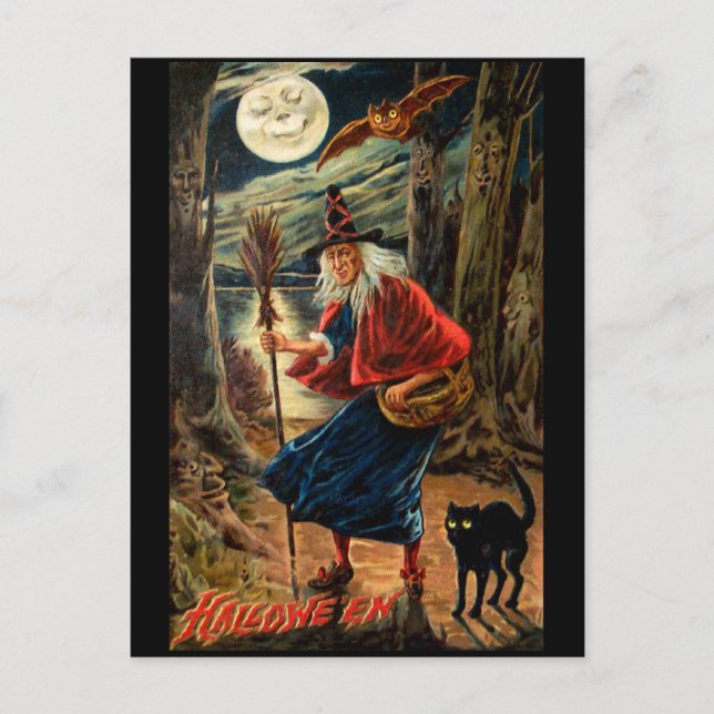 Postal Bruja en la noche de Halloween (Anverso)