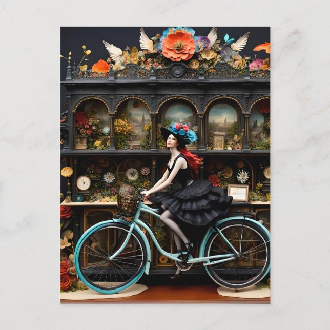 Postal Bruja en una bicicleta (Anverso)