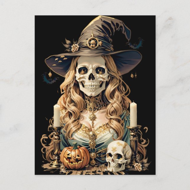 Postal Bruja espeluznante de Halloween (Anverso)