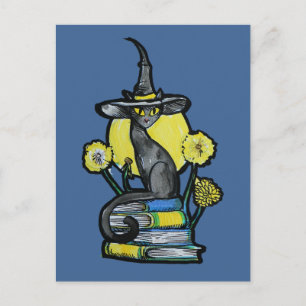 Postal Bruja Gata Bibliófila