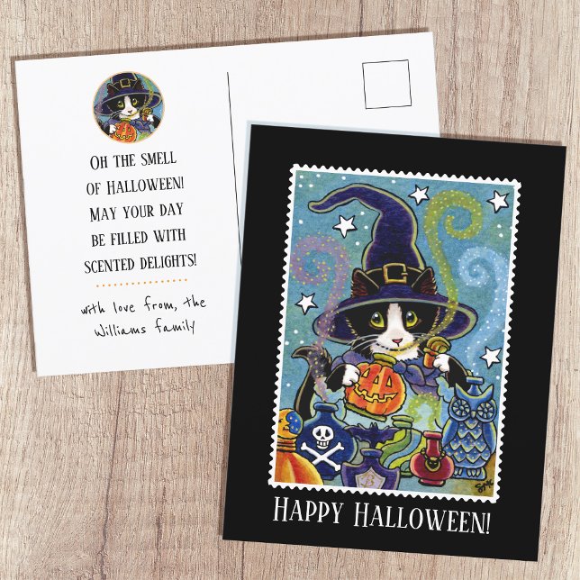 Postal Bruja gata personalizado "Olor a Halloween" (Subido por el creador)