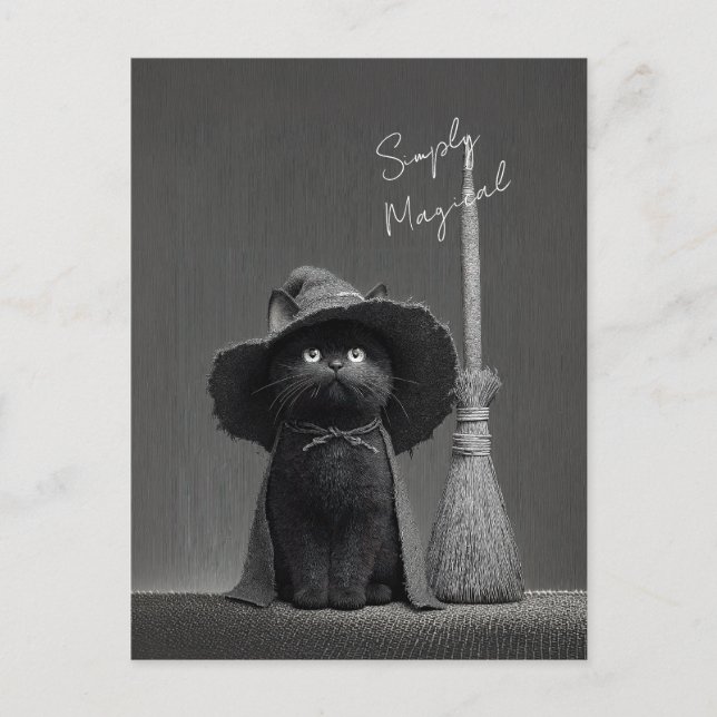 Postal Bruja Gato Simplemente Mágica (Anverso)