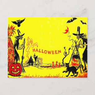 Postal Bruja Jack O' Lantern Búho Fantasma Casa Embrujada
