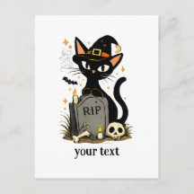 Bruja Linda Gato Negro Cementerio Halloween
