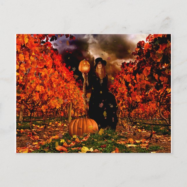 Postal Bruja otoñal (Anverso)