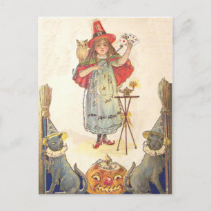 Postal Bruja Pequeña (Tarjeta Vintage de Halloween)