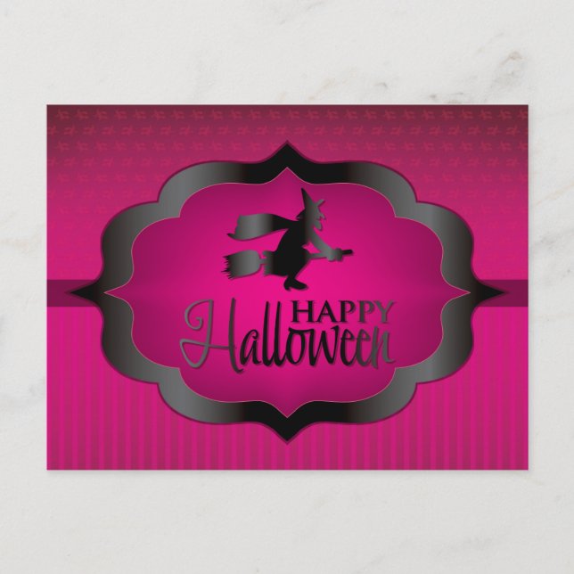 Postal Bruja rosa de Halloween (Anverso)