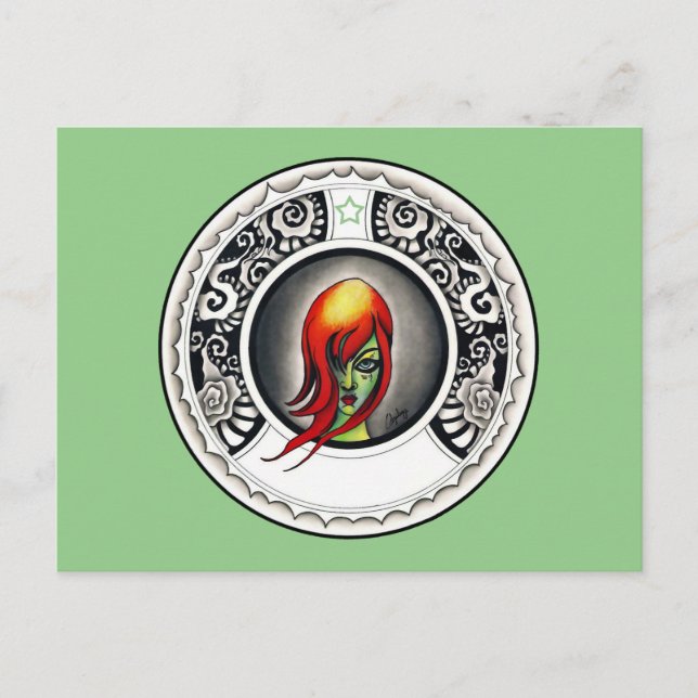 Postal Bruja verde (Anverso)