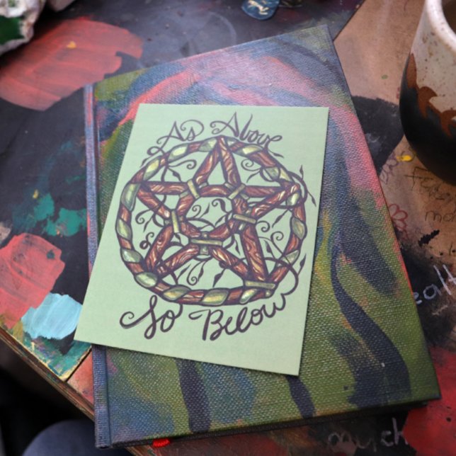 Postal Bruja Verde Pagan Pentáculo Naturaleza Wicca (Subido por el creador)
