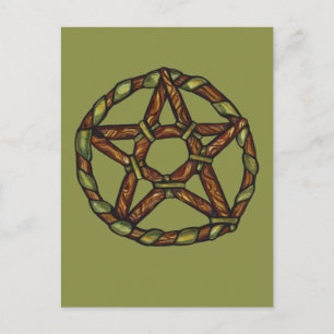 Postal Bruja Verde Pagana Pentáculo Naturaleza Wicca     
