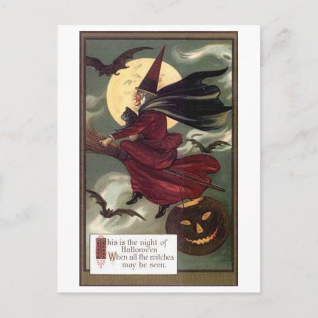 Postal Bruja voladora (Anverso)