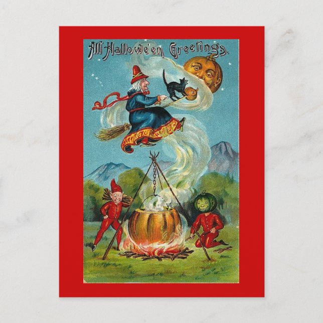 Postal Bruja voladora (Anverso)