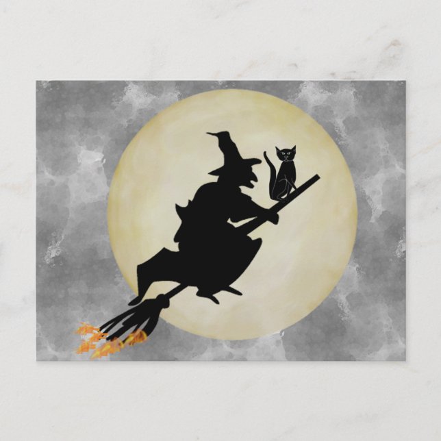Postal Bruja y gato (Anverso)