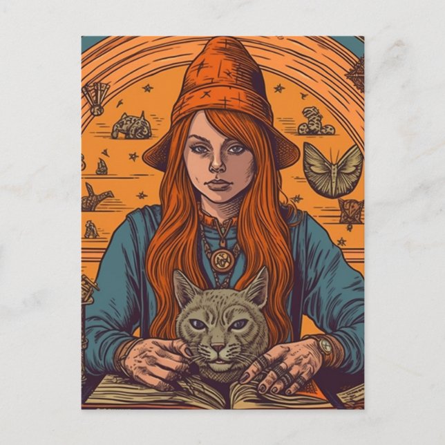 Postal Bruja y Gato (Anverso)