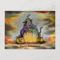Bruja y gato negro, ¡Feliz Halloween!