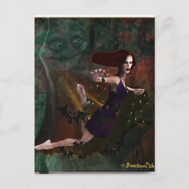 Postal Bruja y luna (Anverso)