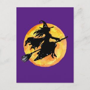 Postal Bruja y luna