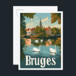 Postal Brujas Bélgica Art Vintage Travel Ilustracion<br><div class="desc">Brujas Bélgica Art Vintage lugar de viaje ilustracion</div>