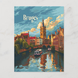 Postal Brujas Bélgica arte vintage