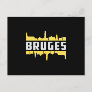 Postal Brujas Bélgica City Skyline Cityscape Funny Gift