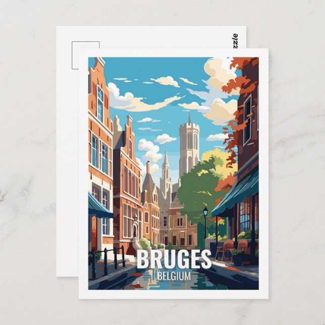 Postal Brujas Bélgica Famosos Lugares de Viaje (Anverso / Reverso)