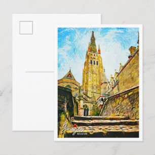 Postal Brujas Bélgica Hermosa ciudad de pintura al aceite