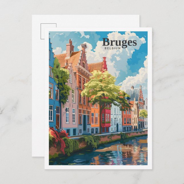 Postal Brujas Bélgica Viajes de arte (Anverso / Reverso)