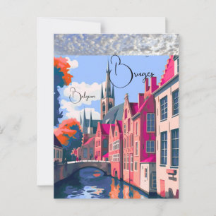 Postal Brujas Bélgica Viajes Imprimir Muro Decoración Par