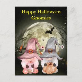 Postal Brujas Gnomos Luna Llena Feliz Halloween